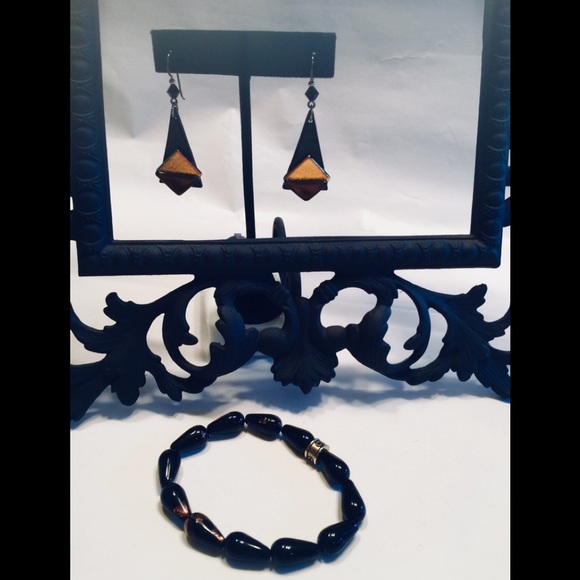 Infused glass earring and bracelet - Picture 1 of 3